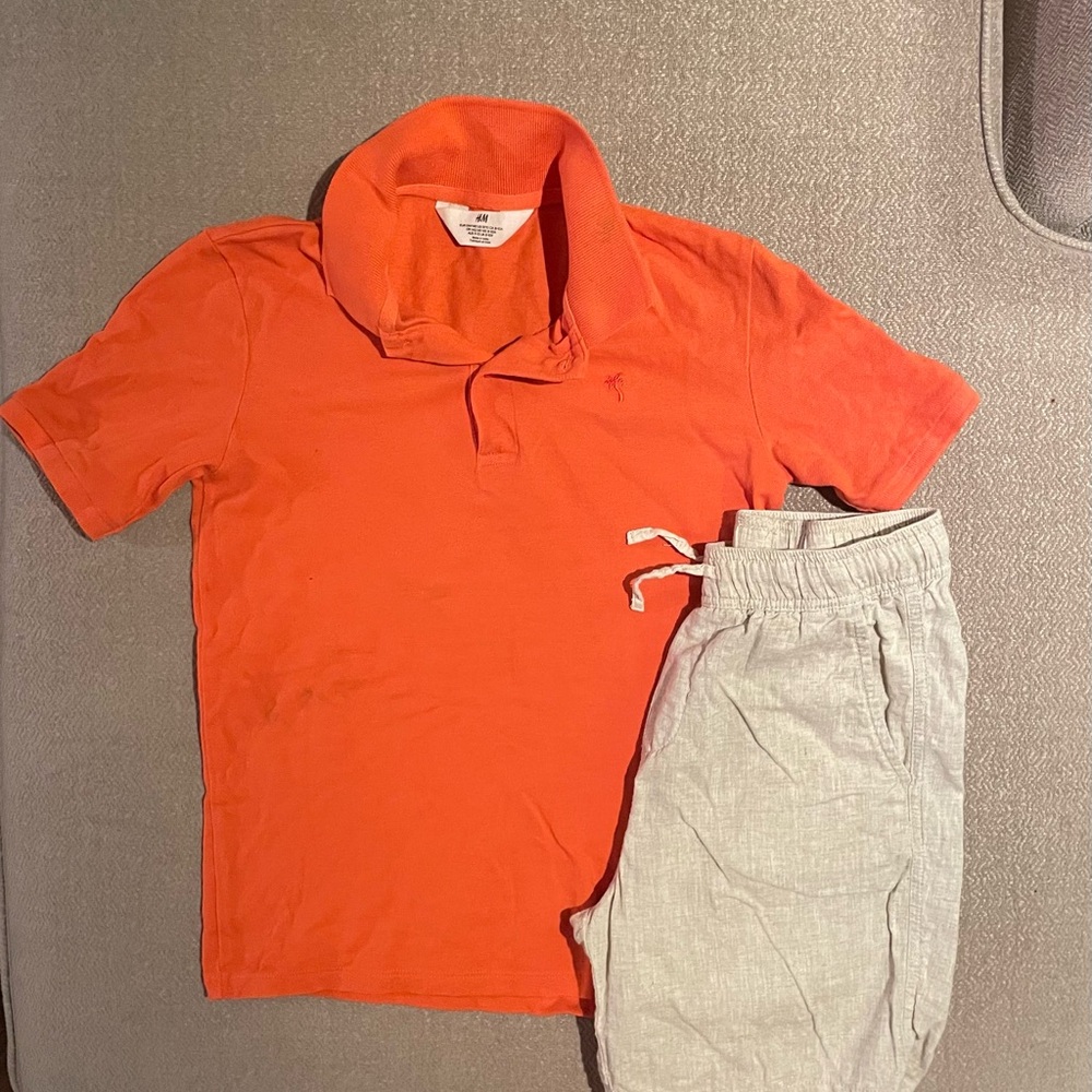 H&M BOYS POLO SHIRT & LINEN SHORTS SET